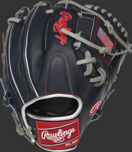 Navy back of a PRO204-2USA 11.5-Inch Heart of the Hide HOH glove with a navy back