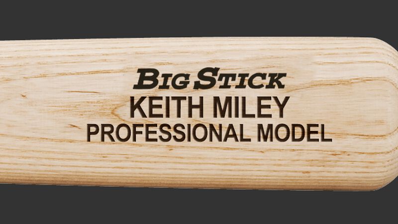 Custom text on the barrel of a Rawlings adult wood bat