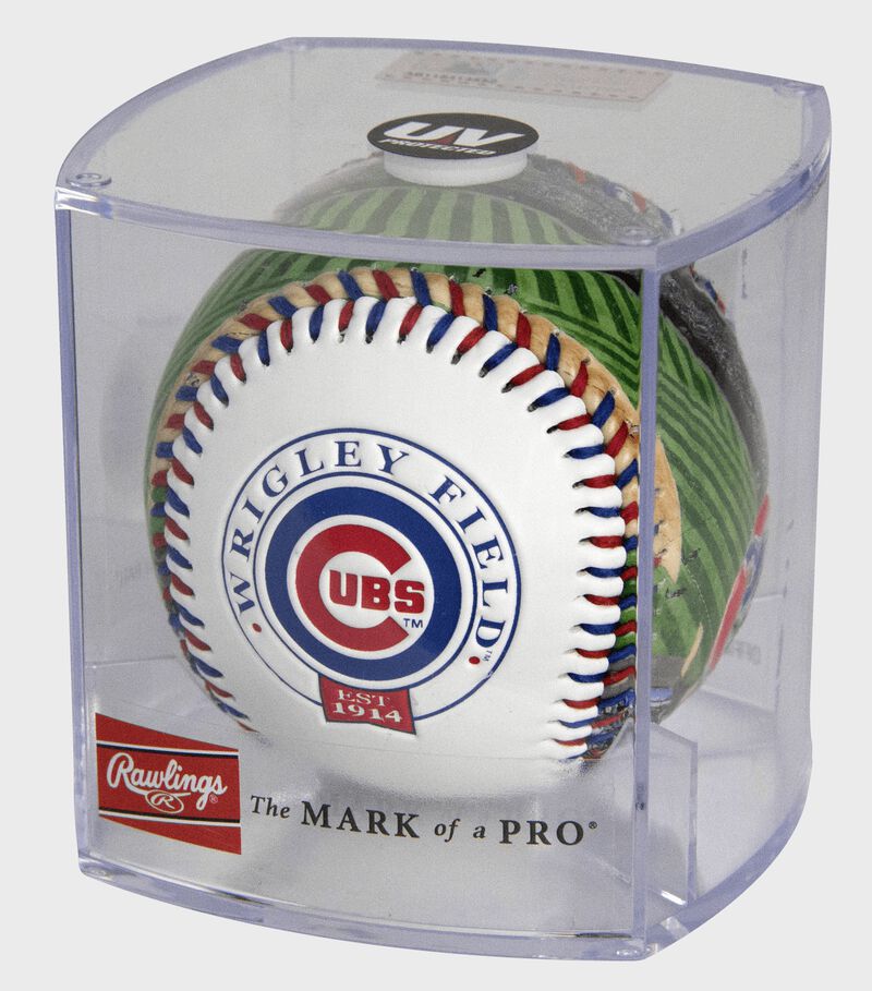 MLB Chicago Cubs stadium baseball in a display case