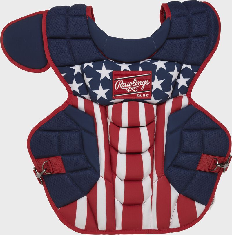 Front of a USA design Velo 2.0 chest protector