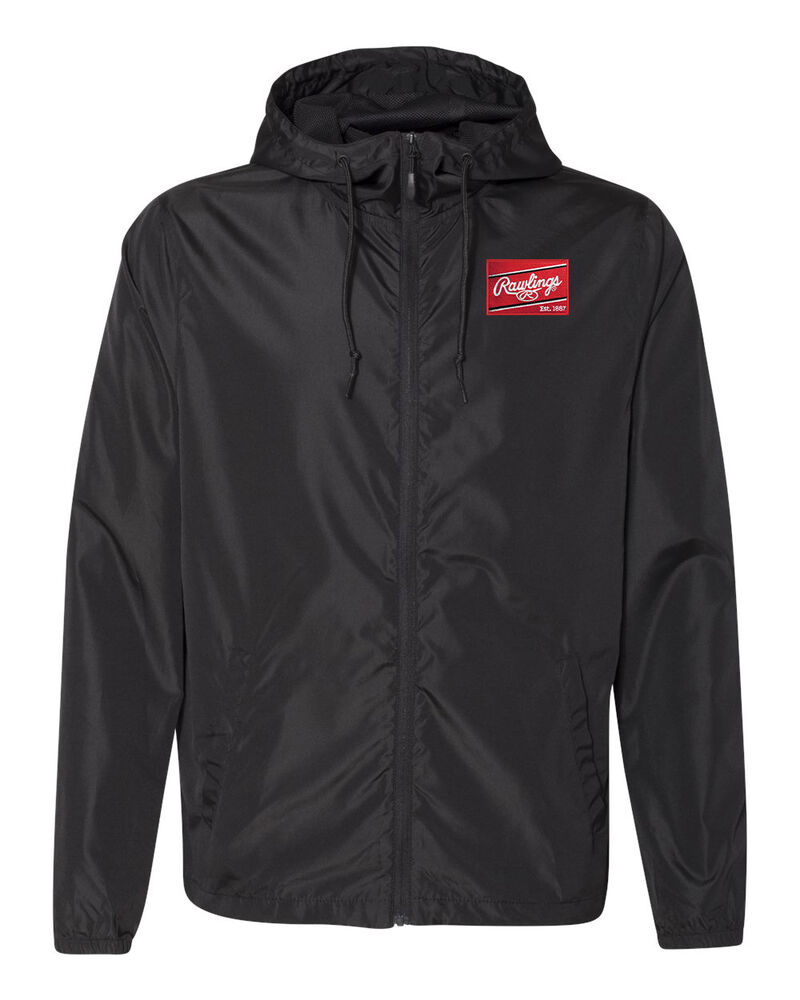 A black Rawlings lightweight windbreaker jacket - SKU: RSGCJ-G/HC