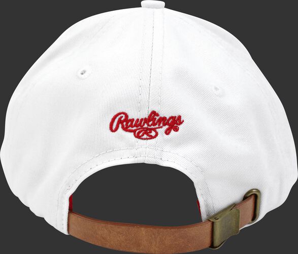 Back of Rawlings Women's Change Up White Baseball Stitch Oval-R Logo Hat - SKU #RC40000-100