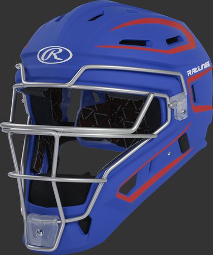 CHV27J royal/scarlet Velo 2.0 youth catcher's helmet with white trim