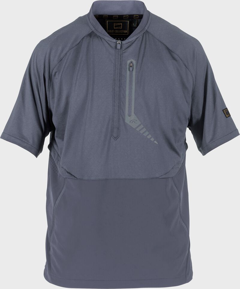 Rawlings Gold Collection Quarter-Zip Short Sleeve Jacket, Adult 3XL, Blue Gray