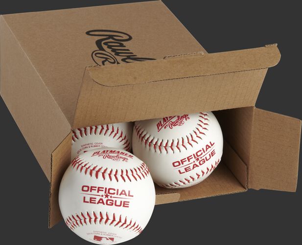 Official League Playmaker baseballs inside a Rawlings box - SKU: PMBBPK6