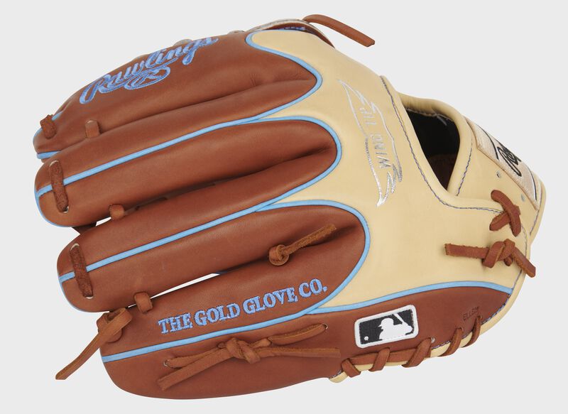 Bruciato finger backs of a Pro Preferred Wing Tip glove with the MLB logo on the pinkie - SKU: PROS205W-6BRC