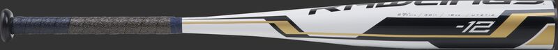 UTZT12 Threat -12 USSSA bat with a white barrel and navy/gold grip