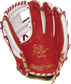 Shell palm view of scarlet and white 2021 St. Louis Cardinals Heart of the Hide glove image number null