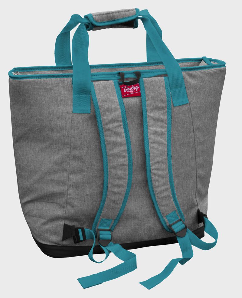 Back of a gray Miami Dolphins tote cooler