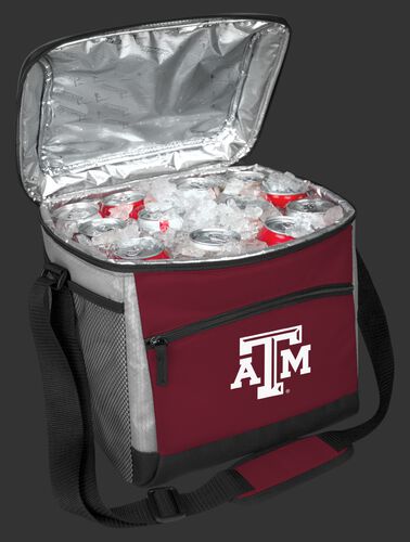 An open Texas A&M Aggies 24 can cooler filled with ice and drinks - SKU: 10223061111