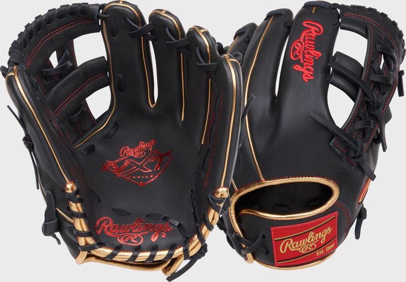 2 images showing the palm & back of a dark shadow NXT Series 11.5" ContoUR Fit infield glove