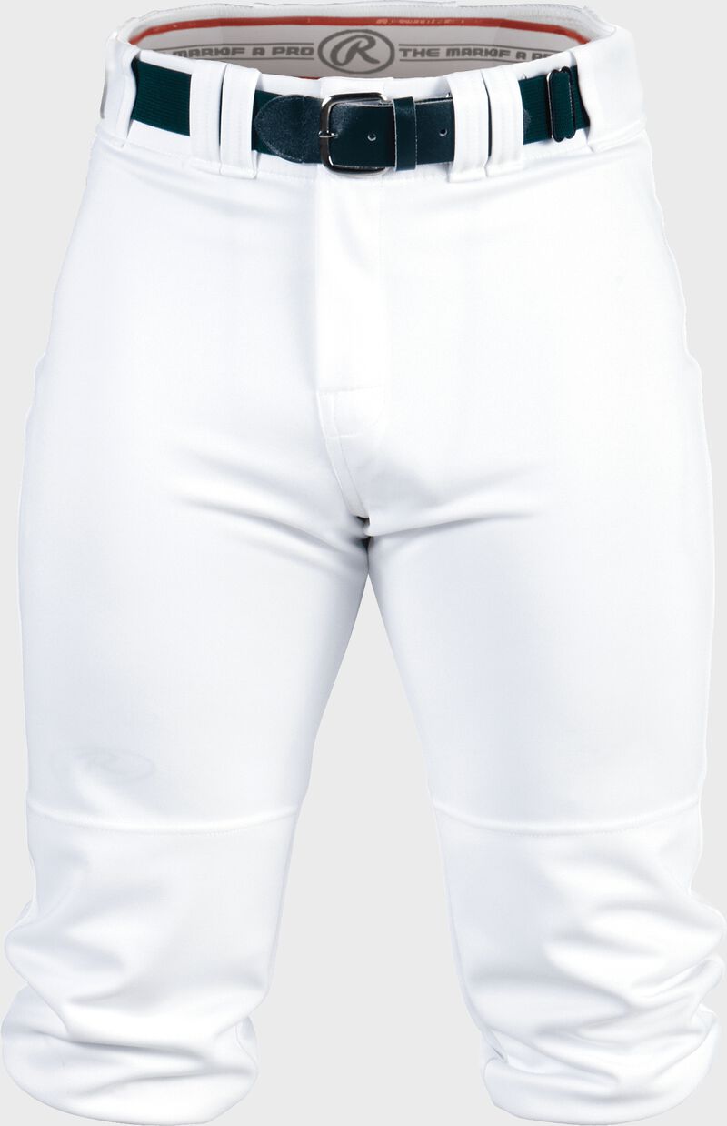 Front of Rawlings White Adult Premium Knee High Pant - SKU #BP150K