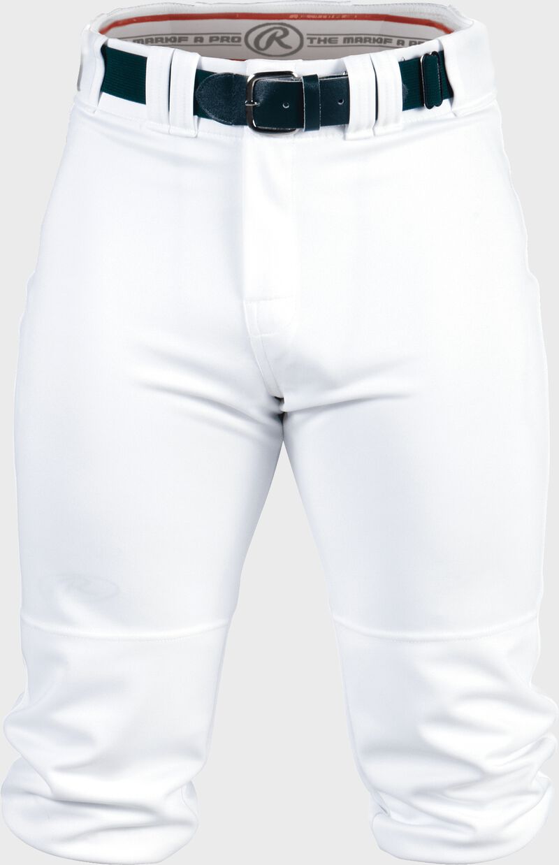 Front of Rawlings White Adult Premium Knee High Pant - SKU #BP150K loading=