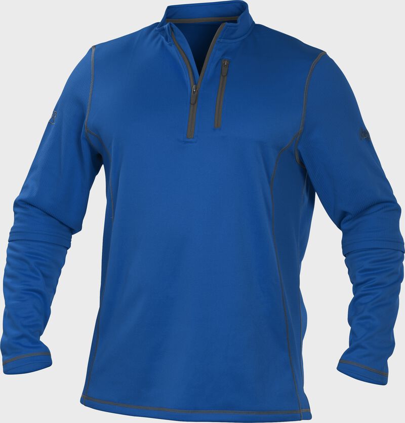 TECH2 Royal Rawlings quarter-zip fleece pullover with graphite chest pocket zipper loading=