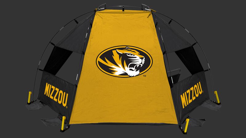 Back of a Missouri Tigers sideline sun shelter with the Tigers logo in the middle - SKU: 00973086111