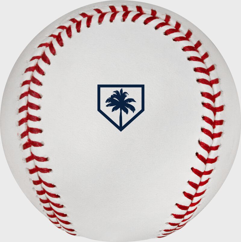 The official MLB Spring Training Florida 2019 logo stamped on the ROMLBSTFL19 baseball