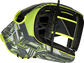 Web back view of neon green and black 2022 REV1X 11.75-inch infield glove image number null