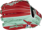 Back of a scarlet/ocean mint Byron Buxton Pro Preferred Gameday 57 glove with the MLB logo on the pinky - SKU: PROSJD0-BB25 image number null