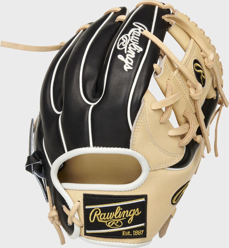Black back of a Heart of the Hide R2G 11.5-Inch I-web glove with a black Rawlings patch - SKU: PROR934-2CB