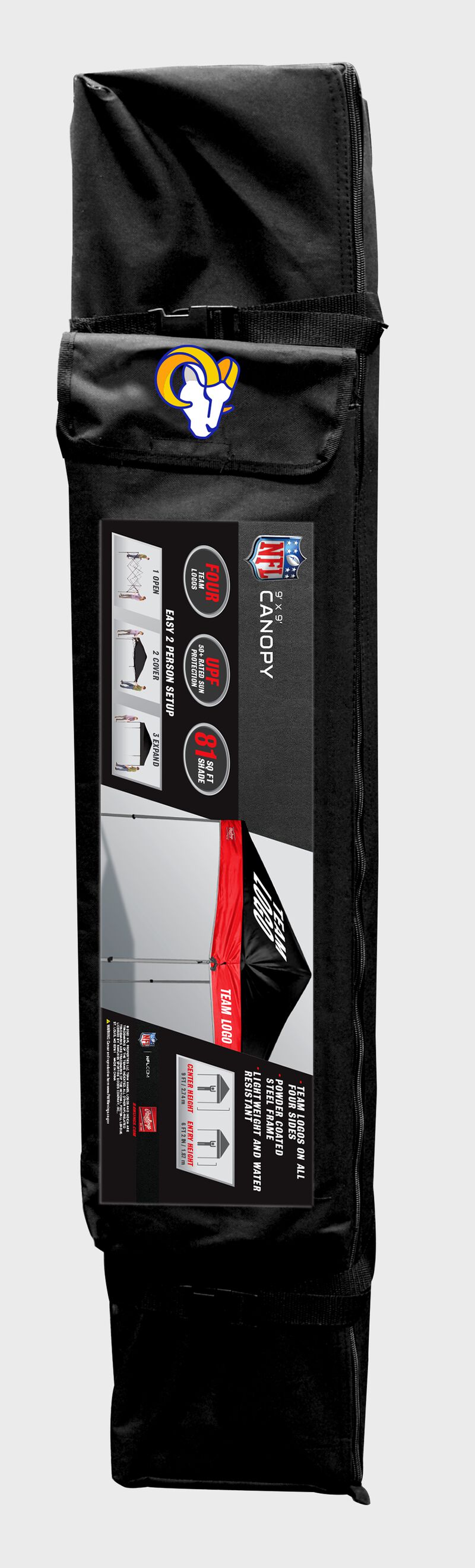 Black carry case for a Los Angeles Rams canopy loading=
