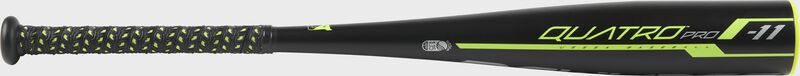 UT9Q11 USSSA Quatro Pro machine pitch bat with a black barrel and black grip