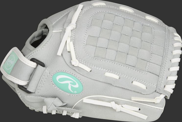 Thumb of a grey SCSB115M Sure Catch Softball 11.5-Inch youth infield/pitcher's glove with a grey Basket web