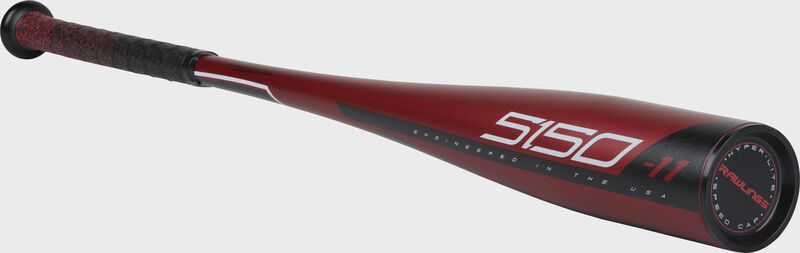 3/4 angle view of a US9511 5150 USA baseball bat with black/white accents