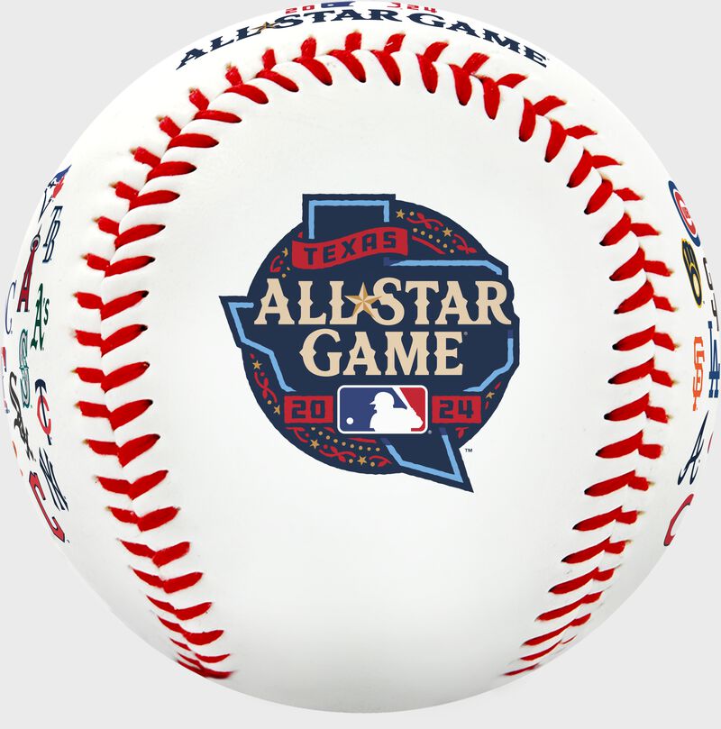 The 2024 MLB All-Star Game Logo stamped on a replica baseball