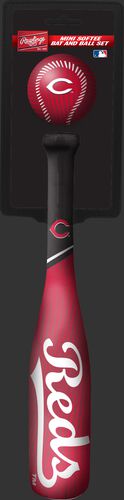 Rawlings Cincinnati Reds Softee Mini Bat and Ball Set in Team Colors With Team Name and Logo On Front SKU #01160023114