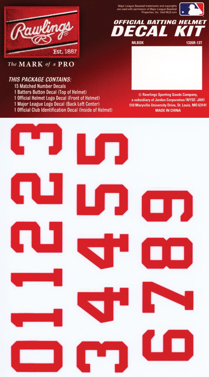 Rawlings MLB Minnesota Twins Decal Kit With Red Numbers SKU #MLBDC-MIN