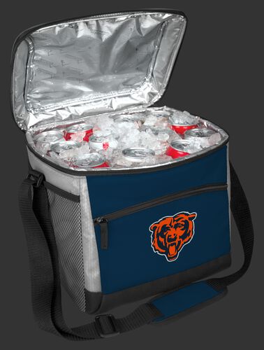 An open Chicago Bears 24 can cooler filled with ice and drinks - SKU: 10211062111