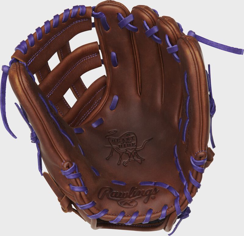 PRO206-6TIP Rawlings ColorSync 4.0 infield glove with a timberglaze palm and purple laces