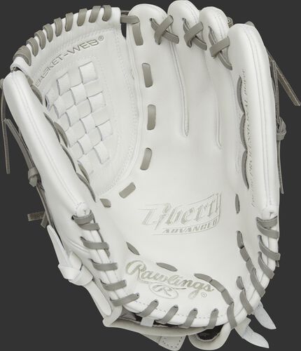 RLA120-3WG Rawlings 12-inch softball infield/pitcher's glove with a white palm and grey laces