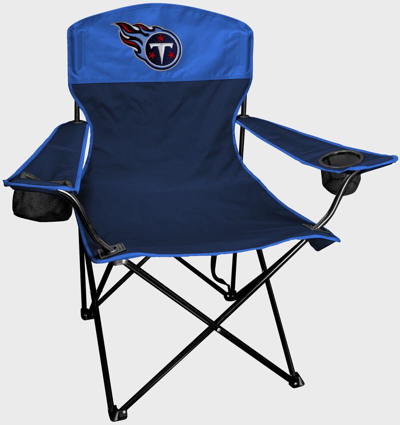A Tennessee Titans lineman chair with the team logo on the back  loading=