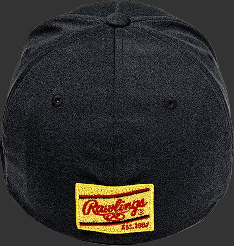 Gold patch on the back of a black Rawlings Black Clover Gold Glove hat - SKU: BCR1GG0571