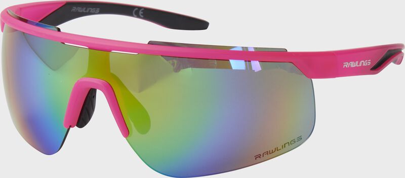 A pair of Rawlings adult pink half-rim rectangle shield sunglasses - SKU: 10260976