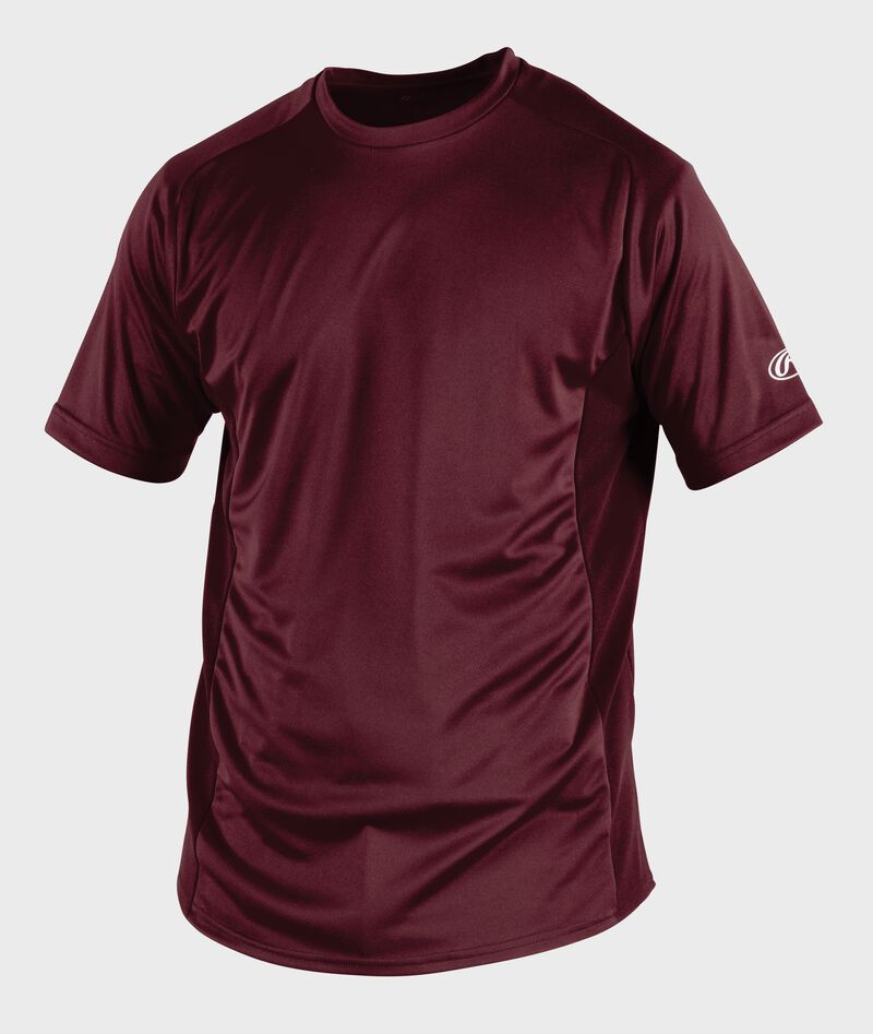 Front of Rawlings Adult Maroon Short Sleeve Shirt - SKU #SSBASE loading=