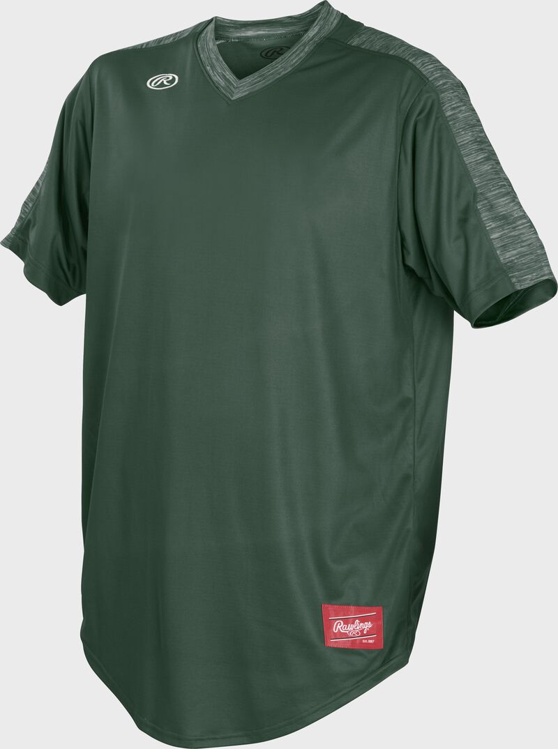Front of Rawlings Dark Green Adult Short Sleeve Launch Jersey  - SKU #LNCHJ-DG