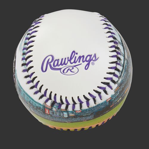 Rawlings logo on a Colorado Rockies team stadium ball
