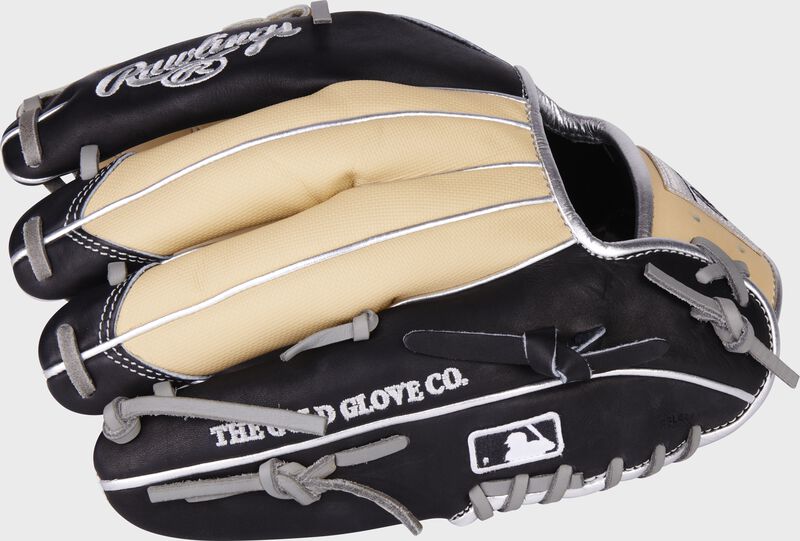 Camel Speed Shell back on a HOH 11.5-Inch infield glove with the MLB logo on the pinky - SKU: PRONP4-8BCSS loading=