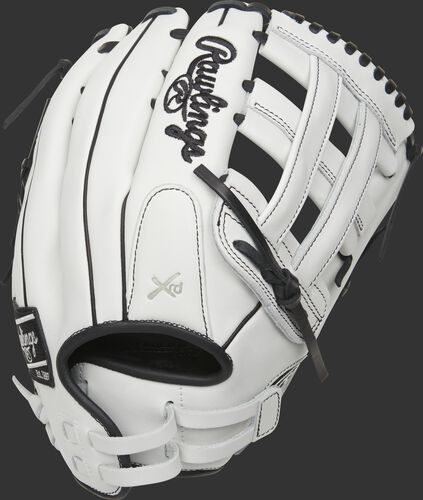 White back of a 13-Inch Liberty Advanced H-web outfield glove with a Pull Strap back - SKU: RLA130-6WB