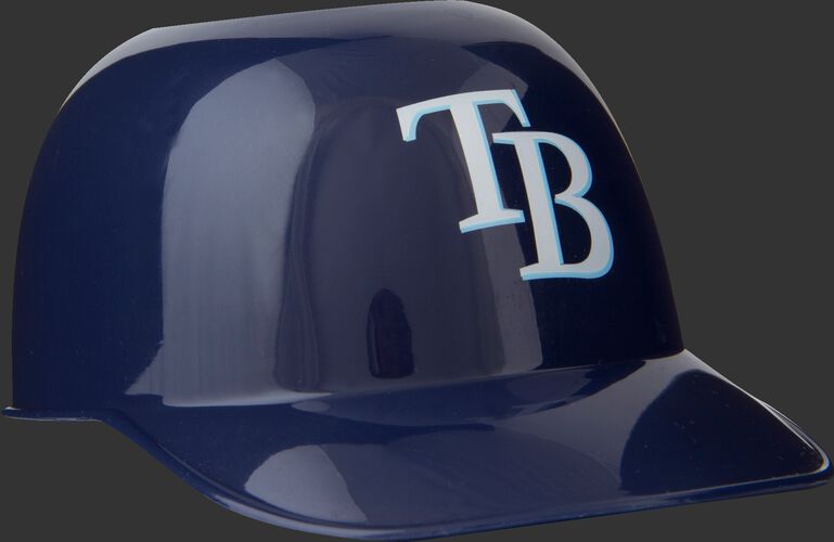 Front of Rawlings Navy Blue MLB Tampa Bay Rays Snack Size Helmets With Team Logo SKU #01950009121
