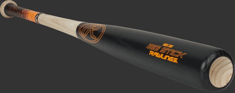 3/4 view of a R318AV Big Stick wood bat with a black barrel