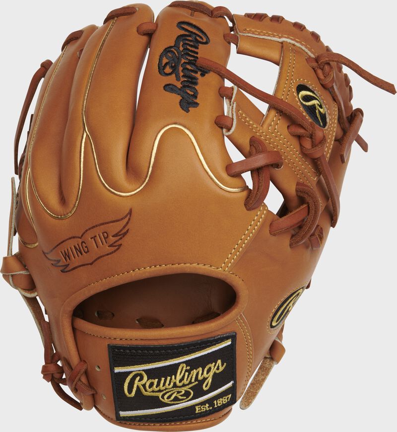 Wing Tip back of a HOH R2G 11.5" I-web glove with a black Rawlings patch - SKU: RSGPROR204W-2GBB
