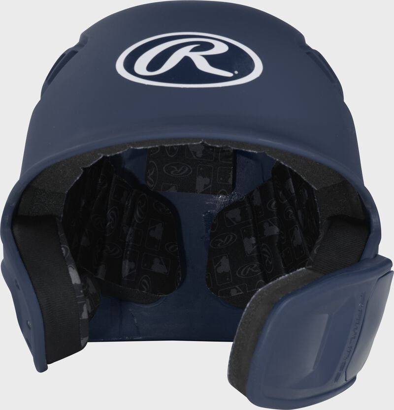 Front view of Navy R16 Reverse Matte Batting Helmet | Junior & Senior - SKU: R6R07 loading=