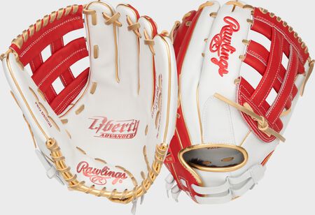Liberty Advanced Color Series 12.75 in Outfield Glove, White/Scarlet Liberty Advanced Color Series 12.75 in Outfield Glove, White/Scarlet
