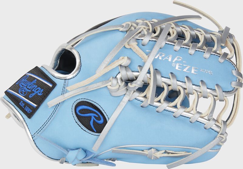 Thumb of a Columbia blue exclusve Heart of the Hide R2G 12" infield/outfield glove with a Trap-Eze web - SKU: RSGRPROR206-22CB