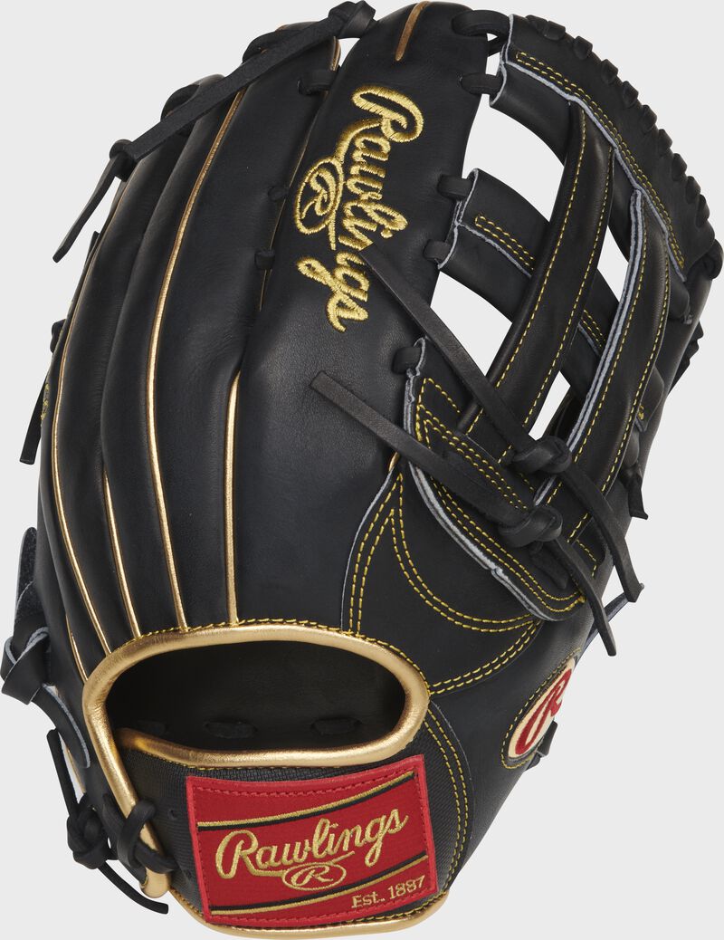 Back of a Ender Inciarte 12.75-Inch H-web outfield glove with a red Rawlings patch - SKU: RSGPRO3039-EI11