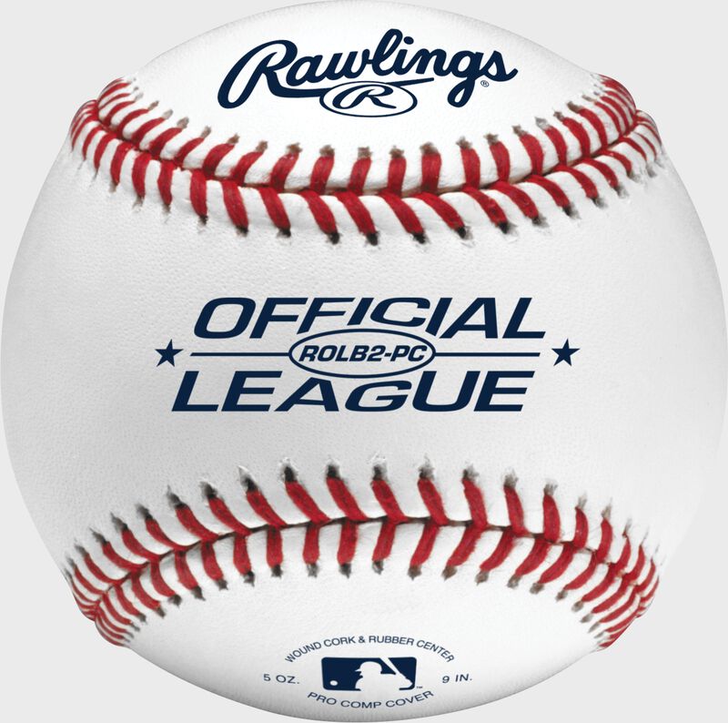 A white Rawlings Official League Pro Comp 12U baseball