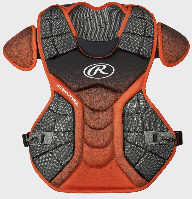 A black/orange CPVEL Velo series intermediate chest protector loading=